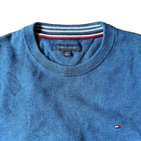 Lot of 3 Men's L Sweaters Stafford, Tommy Hilfiger, Izod Blue & Gray V-Neck Crew - Picture 2 of 16